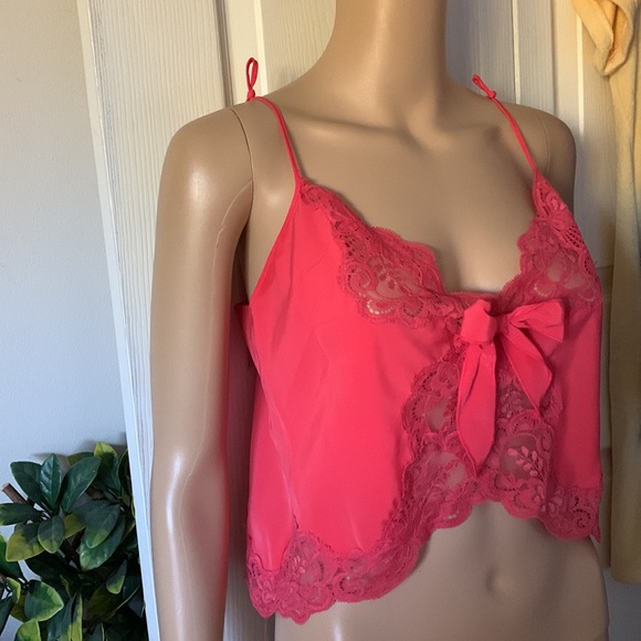 Silk & Satin Sexy orange apricot Lacey bow camisole top size medium - Picture 6 of 10